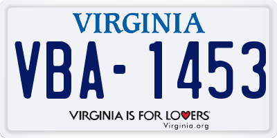 VA license plate VBA1453