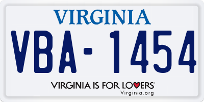 VA license plate VBA1454