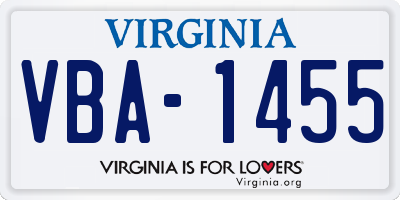 VA license plate VBA1455