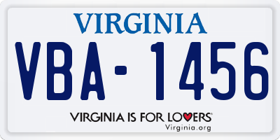 VA license plate VBA1456
