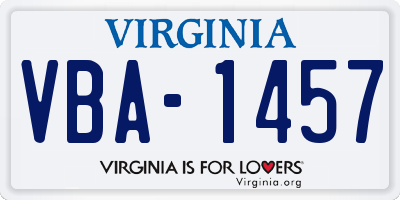 VA license plate VBA1457