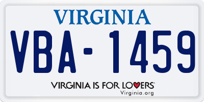 VA license plate VBA1459