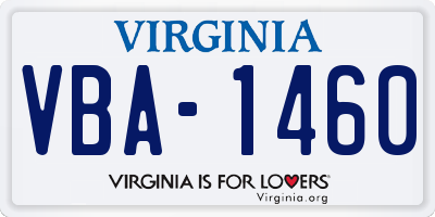 VA license plate VBA1460
