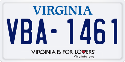 VA license plate VBA1461