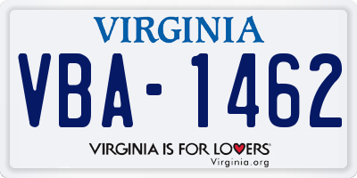 VA license plate VBA1462