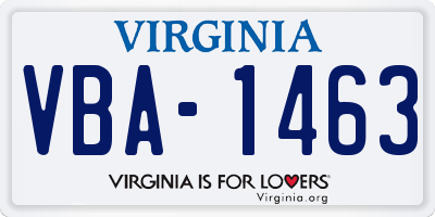 VA license plate VBA1463