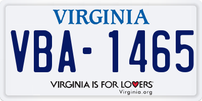 VA license plate VBA1465