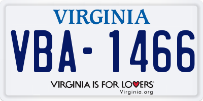 VA license plate VBA1466