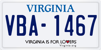 VA license plate VBA1467