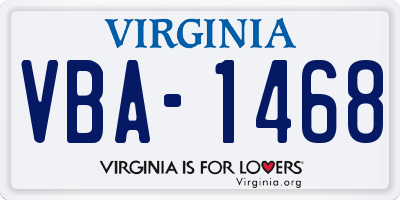VA license plate VBA1468