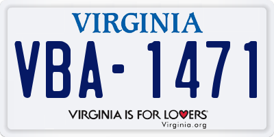 VA license plate VBA1471