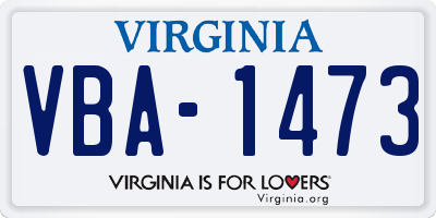 VA license plate VBA1473