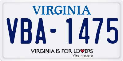 VA license plate VBA1475