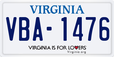 VA license plate VBA1476