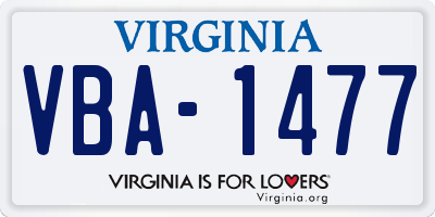 VA license plate VBA1477