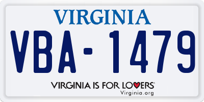 VA license plate VBA1479
