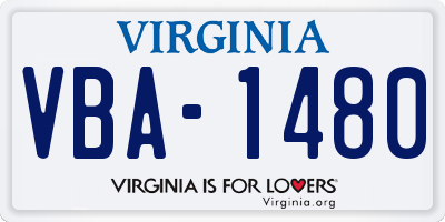 VA license plate VBA1480
