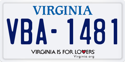 VA license plate VBA1481