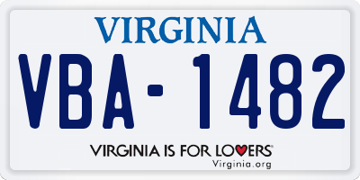VA license plate VBA1482