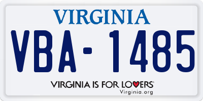 VA license plate VBA1485