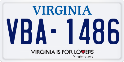 VA license plate VBA1486