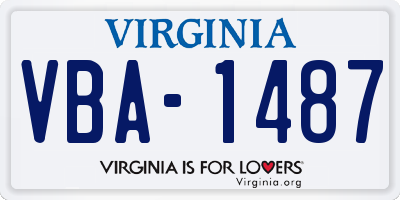 VA license plate VBA1487