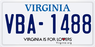VA license plate VBA1488