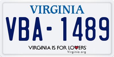 VA license plate VBA1489