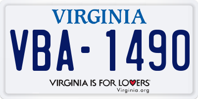 VA license plate VBA1490