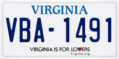 VA license plate VBA1491