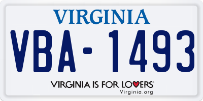 VA license plate VBA1493