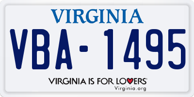 VA license plate VBA1495