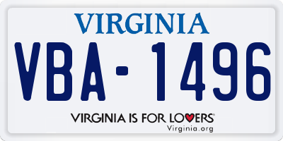 VA license plate VBA1496