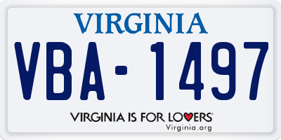 VA license plate VBA1497