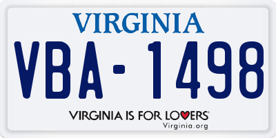 VA license plate VBA1498