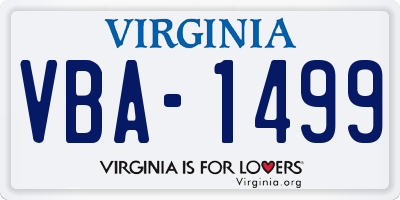 VA license plate VBA1499