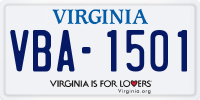 VA license plate VBA1501