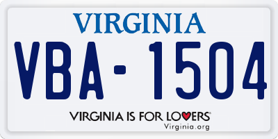 VA license plate VBA1504