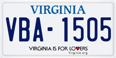 VA license plate VBA1505