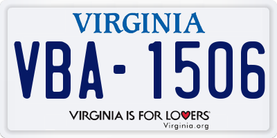 VA license plate VBA1506
