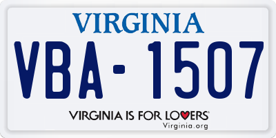VA license plate VBA1507