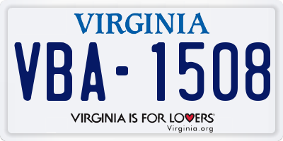 VA license plate VBA1508