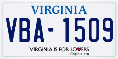 VA license plate VBA1509
