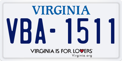 VA license plate VBA1511