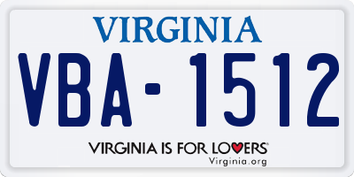 VA license plate VBA1512