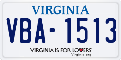 VA license plate VBA1513