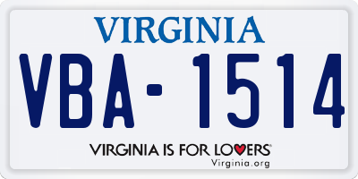 VA license plate VBA1514