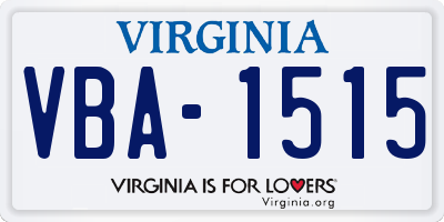 VA license plate VBA1515