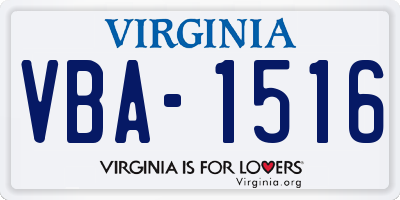 VA license plate VBA1516