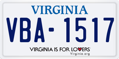 VA license plate VBA1517
